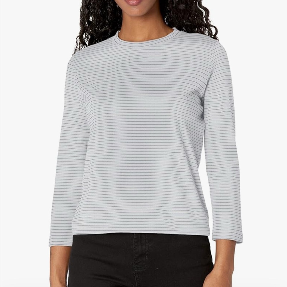 Vince Women's Neppy Stripe Short Bracelet Sleeve Crew